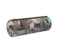 WQUVMDS Wolf Dream Catcher Print Leather Pencil Case Triangular Zipper Pen Bag Cosmetic Case Pouch Stationery Bag