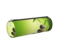 WQUVMDS Zen Stone Spa Print Leather Pencil Case Triangular Zipper Pen Bag Cosmetic Case Pouch Stationery Bag