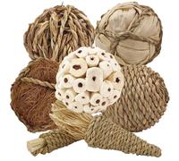 WQY GroceryShop 7Pcs Bird Toy Large Chewing Balls - Natural Soft Chew Shredding & Foraging Toy for Cockatiel Conure Quaker Parrot Budgie Parakeet Rabbit Bunny Guinea Pig Chinchilla