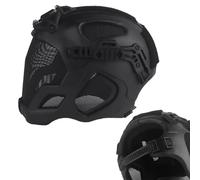 WQZXM Airsoft Full Face+Ear Protection Fencing Mask,Tactical Lightweight Mesh Full Protection Face Mask & Helmet,for CQB Airsoft Paintball CS Game(Black)