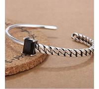 WQZYY&ASDCD Womens Bracelets Bangle 925 Sterling Silver Tricolor Zircon Irregular Twisted Chain Model Silver Cuff Bracelets & Bangles-Black