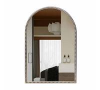 WQZzjm 24"x35" Large Bathroom Mirror Arched Antique Ornate Wall Beaded Frame Traditional Decor Distressed Gold Hanging for Living Room Fireplace or Leaning(Gold,46x70cm/ (Silver 46x70cm/18x28in)