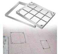 WQZzjm 304 Stainless Steel Recessed Manhole Lid Rectangular Septic Tank Lid with Lifting Hook Invisible Metal Inspection Cover for Patios and Pavements (70 x 90 cm) (Silver 60 x 60 cm)