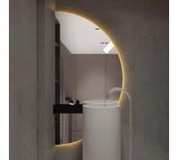 WQZzjm 40x80cm AntiFog Smart Wall Bathroom Mirror, 60x120cm Frameless Semicircle Backlit 50x100cm HD Illuminated Vanity Mirror with 3Color Dimmable(Left Cut,80x40cm) (Left Cut 120x60cm)