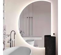 WQZzjm Adjustable 110/130cm HalfCircle Bathroom Mirror with AntiFog, Decorative Tempered Glass Wall Mirror (Right Cut, 90cm) Perfect for Modern Bathrooms (Right Cut 130cm)