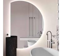 WQZzjm Adjustable 110/130cm HalfCircle Bathroom Mirror with AntiFog, Decorative Tempered Glass Wall Mirror (Right Cut, 90cm) Perfect for Modern Bathrooms (Left Cut 100cm)