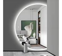 WQZzjm AntiFog HalfCircle Bathroom Mirror, 3 Light Colors, FullLength Mirror, Multifunctional Home Decor, 43in/110cm Perfect for Modern Bathrooms (Cut Right 47in/120cm)