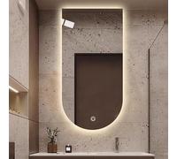 WQZzjm Arched LED Bathroom Mirror, 120/130cm, 3 Color Adjustable Vanity Mirror with AntiFog Function, Backlit, 50x80cm (20x32in) for Stylish Home Decor (60X120cm/24X48in)
