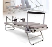 WQZzjm Foldable Pilates Reformer Machine - 5 Metal Resistance Springs - Gym Workout & Home - Pilates Exercise Equipment - Full Body Fitness