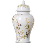 WQZzjm Ginger Jar White Ceramic Ginger Jar With Lid Chinese Traditional Decorative Porcelain Jars Temple Jar With Lids Ginger Cans,A 25 * 45cm
