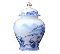 WQZzjm Large Ginger Jar Blue White Porcelain Vase With Lid Decorative Painted Glazed Ceramic Chinoiserie Ginger Jar Oriental Decor Decorative Jar,Blue-16.8 * 25.7cm (Blue 16.8 * 25.7cm)