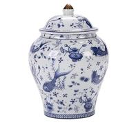 WQZzjm Large Ginger Jar Ceramic Vases Blue And White Ginger Jars With Lid For Home Decor Carp Pattern Temple Jar Organizer Decorative Jar,A-8.2 * 17cm (A 9.4 * 19cm)