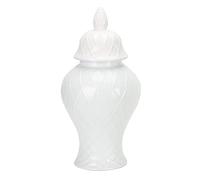 WQZzjm Large Ginger Jar White Ceramic Vases Ginger Jar With Lid For Home Decor Diamond Geometric Pattern Temple Jar With Lid Decorative Jar,A-20 * 42cm (A 27 * 52cm)