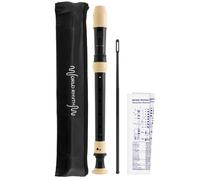 WR-805 Descant School Recorder with Bag, Cleaning Rod and Fingering Chart - Soprano - English/Baroque Fingering - Black & Ivory