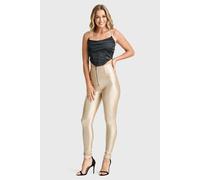 WR.UP Faux Leather Super High Waisted Full Length Trousers Freddy Gold L