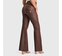 WR.UP Faux Leather Super High Waisted Super Flare Trousers Freddy Brown XL