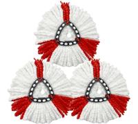 WR Vileda Compatible Microfibre Mop for Turbo and Easy Wring and Clean Rotary Spin System - Pack of 3 (White & Red)