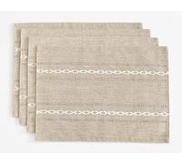 Wracra Almond Yellow Placemats Washable Set of 4, 30 x 45 cm Fabric Table Placemats, Cotton Linen Hemstitch Place Mats for Table, Kitchen, Dinning (Almond Yellow)