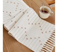 Wracra Boho Table Runner, Natural Cotton Woven Macrame Table Runners for Modern Farmhouse Woven Home Decor (Taupe, 90cm)