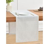 Wracra Off White Linen Table Runner 230cm Long Machine Washable Rustic Farmhouse Table Runner for Dining Holiday Parties and Everyday Use(Off White, 230cm)