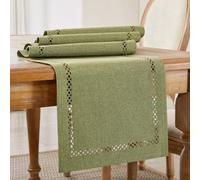 Wracra Rustic Sage Green Table Runner, Linen Style Outdoor Table Runners