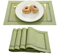 Wracra Sage Green Placemats Set of 4, Linen Modern Place Mats for table 4