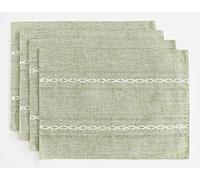Wracra Sage Green Placemats Washable Set of 4, 30 x 45 cm Fabric Table Placemats, Cotton Linen Hemstitch Place Mats for Table, Kitchen, Dinning (Sage Green)