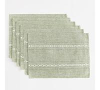 Wracra Sage Green Placemats Washable Set of 6, 30 x 45 cm Fabric Table Placemats, Cotton Linen Hemstitch Place Mats for Table, Kitchen, Dinning (Sage Green)