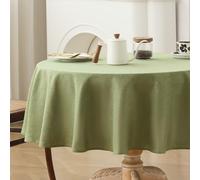 Wracra Sage Green Round Table Cloth 120 cm, Washable Tablecloth | Polyester, Plain, Linen Look, Wrinkle-free, Heat-resistant, Dining Room, Home Decor