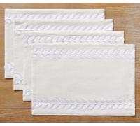 Wracra Washable Embroidered Placemats, 33 x 45 cm, Set of 4 Placemats, Heat Resistant Irregular Willow Rustic Place Mats for Dining Holiday Parties and Everyday Use (White)