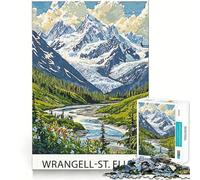 Wrangell-St. Elias Mountains Adults 1000 Piece Jigsaw Puzzle Recall Fun Play Premium Laser Cut Quality Quiet Time Mind Exercise at Home (38x52cm)