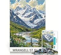 Wrangell-St. Elias Mountains Jigsaw Puzzles1000 Pieces Cognitive Boost Fun Burr Free Clean Cut Pieces Holiday Indoor Entertainment Toy (38x26cm)