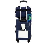 Wrangler Smart Luggage Set with Cup Holder and USB Port, Navy Blue, 2 Piece Set, Smart Luggage Set with Cup Holder and USB Port
