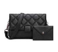 Wrangler 2 Pcs Flap Crossbody Bags for Women Detachable Dual-compaument Wallet Set, A-black, S