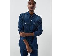 Wrangler 27MW Long Sleeve Denim Shirt - Dark Blue, Dark Blue, Size M, Men Dark Blue