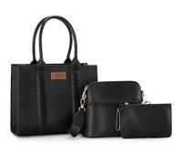 Wrangler 3Pcs Purses for Women Tote Bag Crossbody Handbag Sets with Strap, Black, L