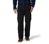 Wrangler Authentics Men's Fleece Lined Cargo Pant Casual, Black Twill, 36W x 30L