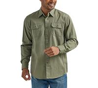 Wrangler Authentics Men's Long Sleeve Classic Woven Shirt Button, Burnt Olive, XXL