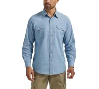 Wrangler Authentics Men's Long Sleeve Classic Woven Shirt Button, Light Chambray, XL