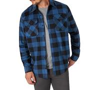 Wrangler Authentics Men's Long Sleeve Heavyweight Fleece Shirt Button, Blue Buffalo Plaid, XL Tall