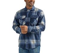 Wrangler Authentics Men's Long Sleeve Heavyweight Fleece Shirt Button, Total Eclipse, Medium