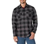 Wrangler Authentics Men's Long Sleeve Plaid Fleece Jacket Button Down Shirt, Gray Buffalo Plaid, XXL UK