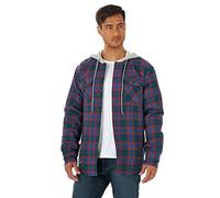 Wrangler Authentics Mens Long Sleeve Quilted Lined Flannel Shirt Jacket Hooded Button Down Shirt