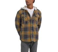 Wrangler Authentics Mens Long Sleeve Quilted Lined Flannel Shirt Jacket Hooded Button Down Shirt
