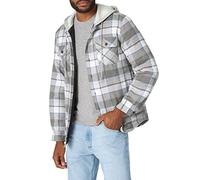 Wrangler Authentics Mens Long Sleeve Quilted Lined Flannel Shirt Jacket Hooded Button Down Shirt