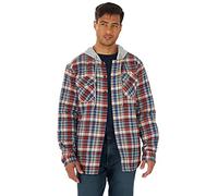 Wrangler Authentics Men's Long Sleeve Quilted Lined Flannel Shirt Jacket with Hood, Bossa Nova, S