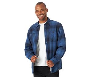 Wrangler Authentics Men's Long Sleeve Sherpa Lined Flannel Shirt Jacket, Admiral Blue, XL