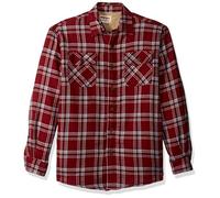 Wrangler Authentics Men's Long Sleeve Sherpa Lined Shirt Jacket Button, Pomegranate, Large