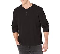 Wrangler Authentics Men's Long Sleeve Waffle Henley Shirt, Caviar, 3XL