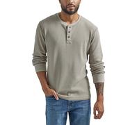 Wrangler Authentics Men's Long Sleeve Waffle Henley Shirt, Pumice Stone, 3XL